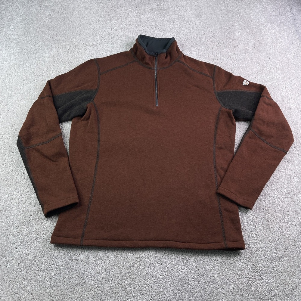 KUHL Sweater Mens Medium Brown Revel Quarter Zip Pullover Fleece Outdoor Hiking